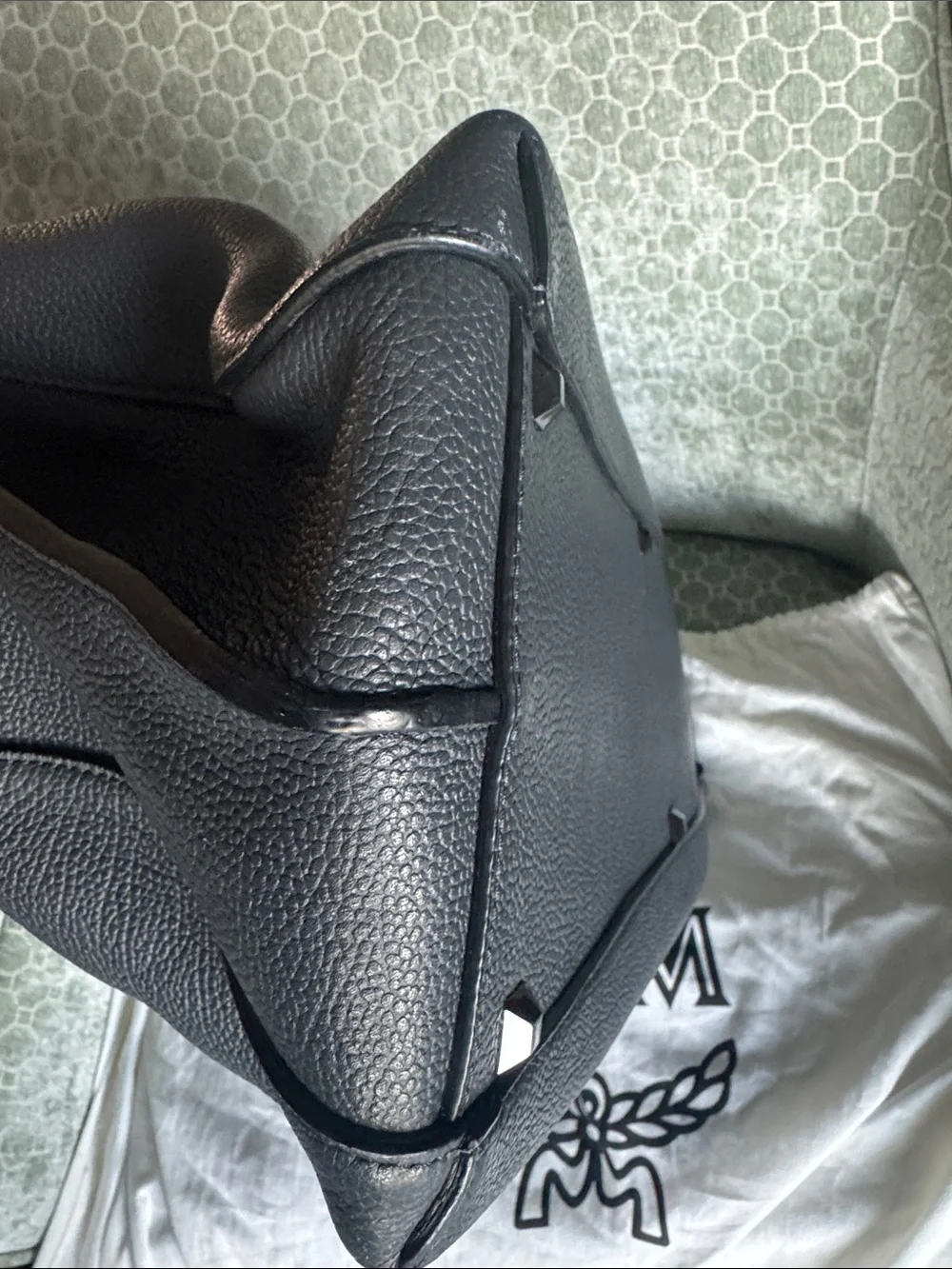 MCM Dark Grey Pebbled Leather Top-Handle Phantom Tote with MCM dust bag EUC